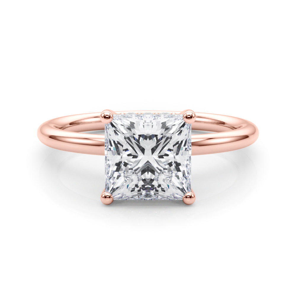 Heirloom Hidden Halo Ov Engagement Ring Princess Diamond Engagement Ring — 9K/18K Gold & Platinum