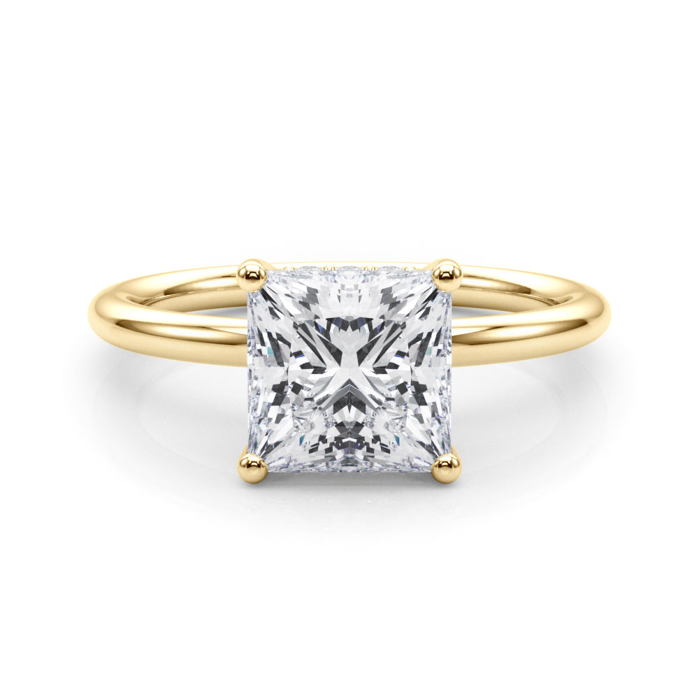 Heirloom Hidden Halo Ov Engagement Ring Princess Diamond Engagement Ring — 9K/18K Gold & Platinum