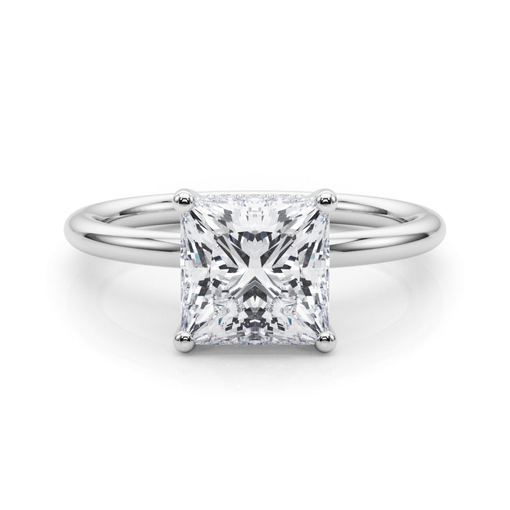 Heirloom Hidden Halo Ov Engagement Ring Princess Diamond Engagement Ring — 9K/18K Gold & Platinum
