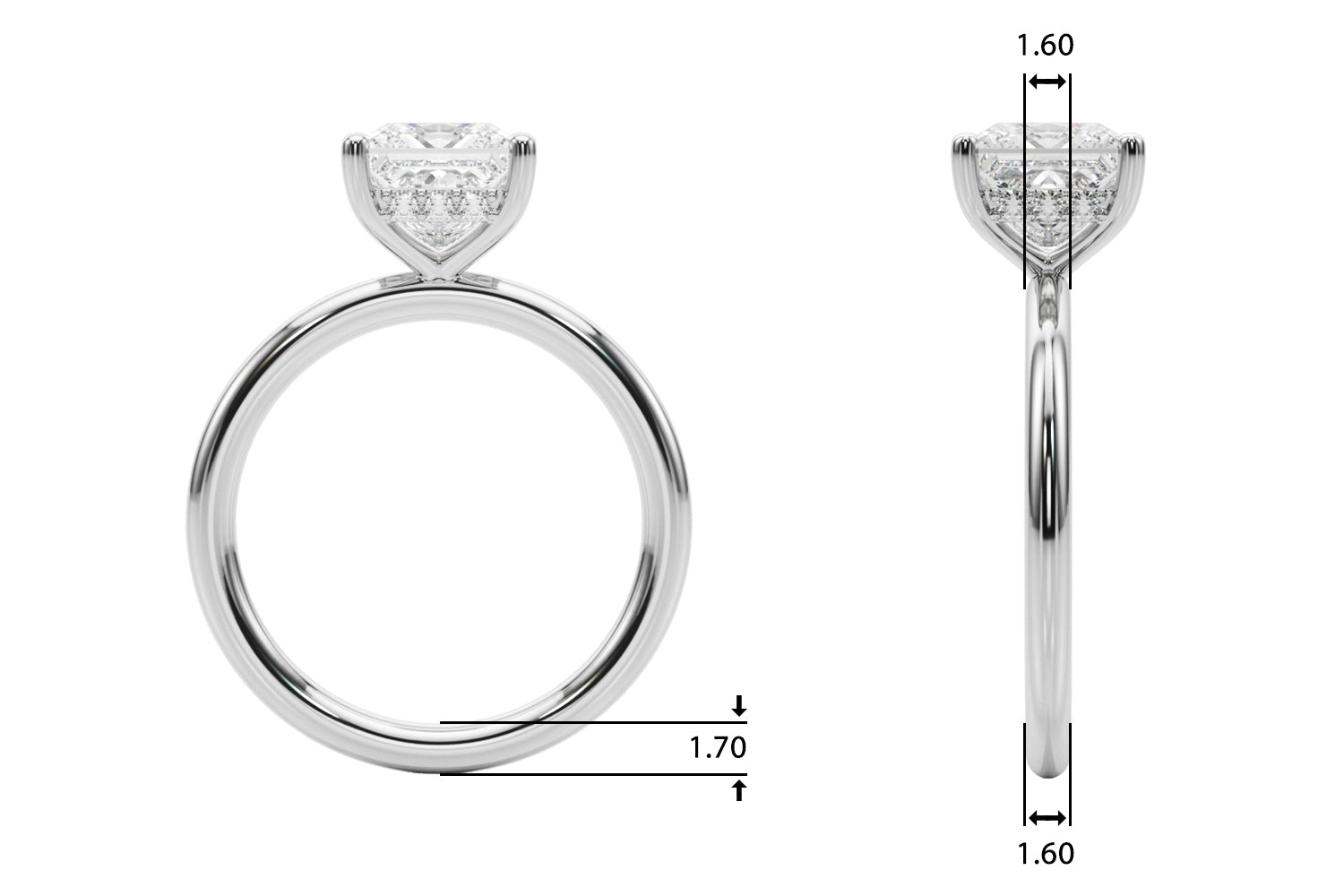 Heirloom Hidden Halo Ov Engagement Ring Princess Diamond Engagement Ring — 9K/18K Gold & Platinum