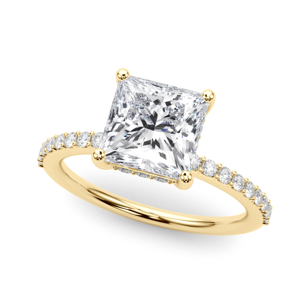 Signature Sidestone Princess Diamond Engagement Ring — 9K/18K Gold & Platinum