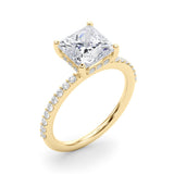 Signature Sidestone Princess Diamond Engagement Ring — 9K/18K Gold & Platinum