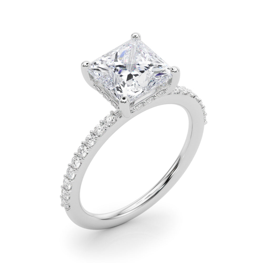Signature Sidestone Princess Diamond Engagement Ring — 9K/18K Gold & Platinum