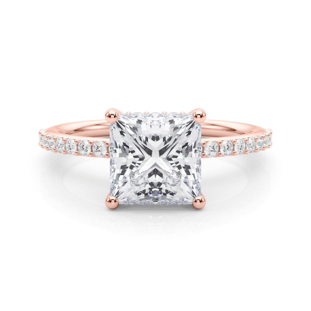 Signature Sidestone Princess Diamond Engagement Ring — 9K/18K Gold & Platinum