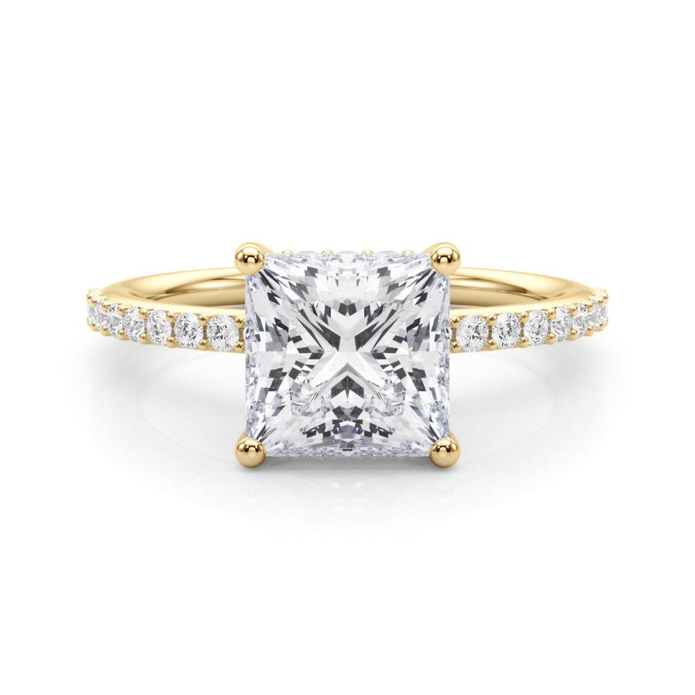 Signature Sidestone Princess Diamond Engagement Ring — 9K/18K Gold & Platinum