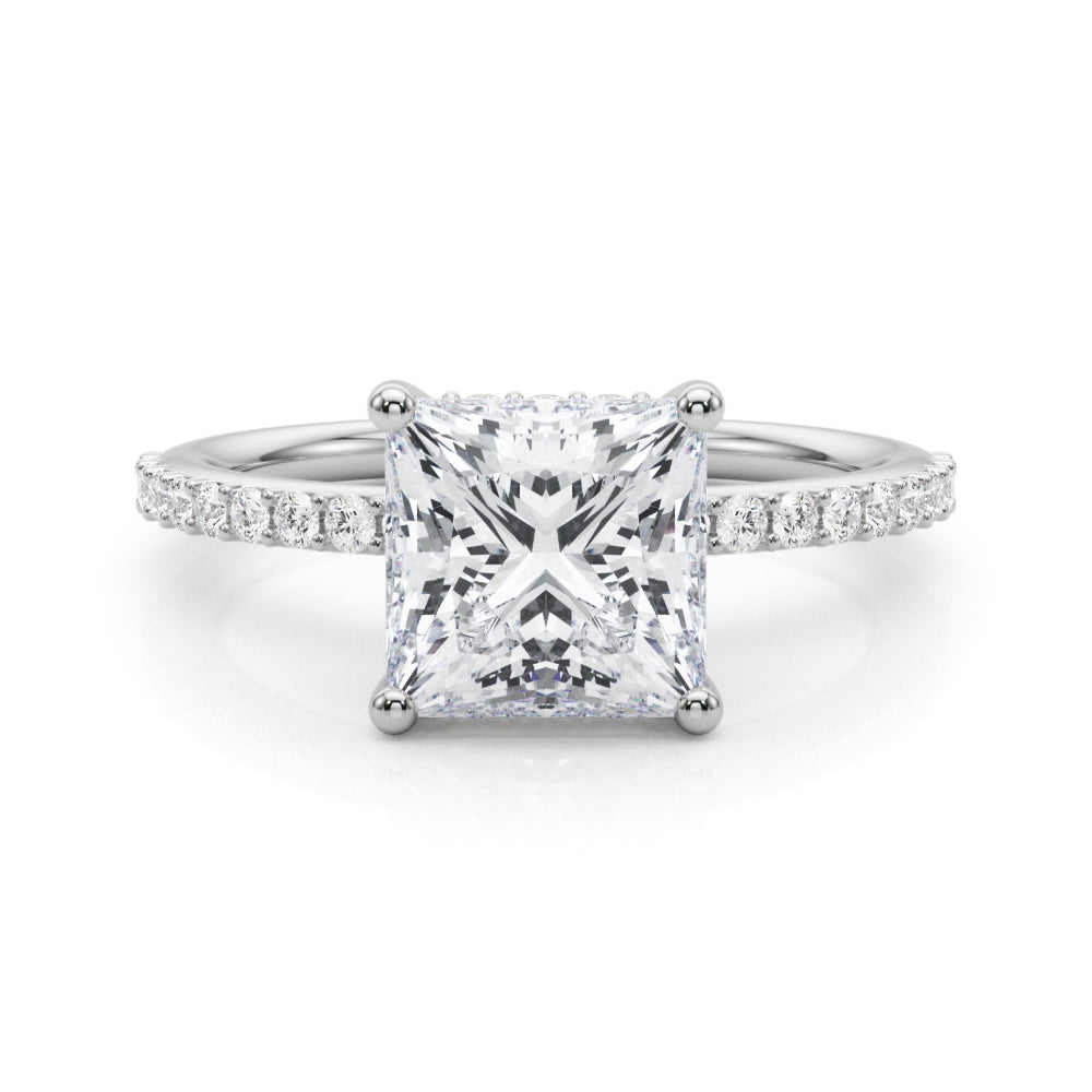 Signature Sidestone Princess Diamond Engagement Ring — 9K/18K Gold & Platinum