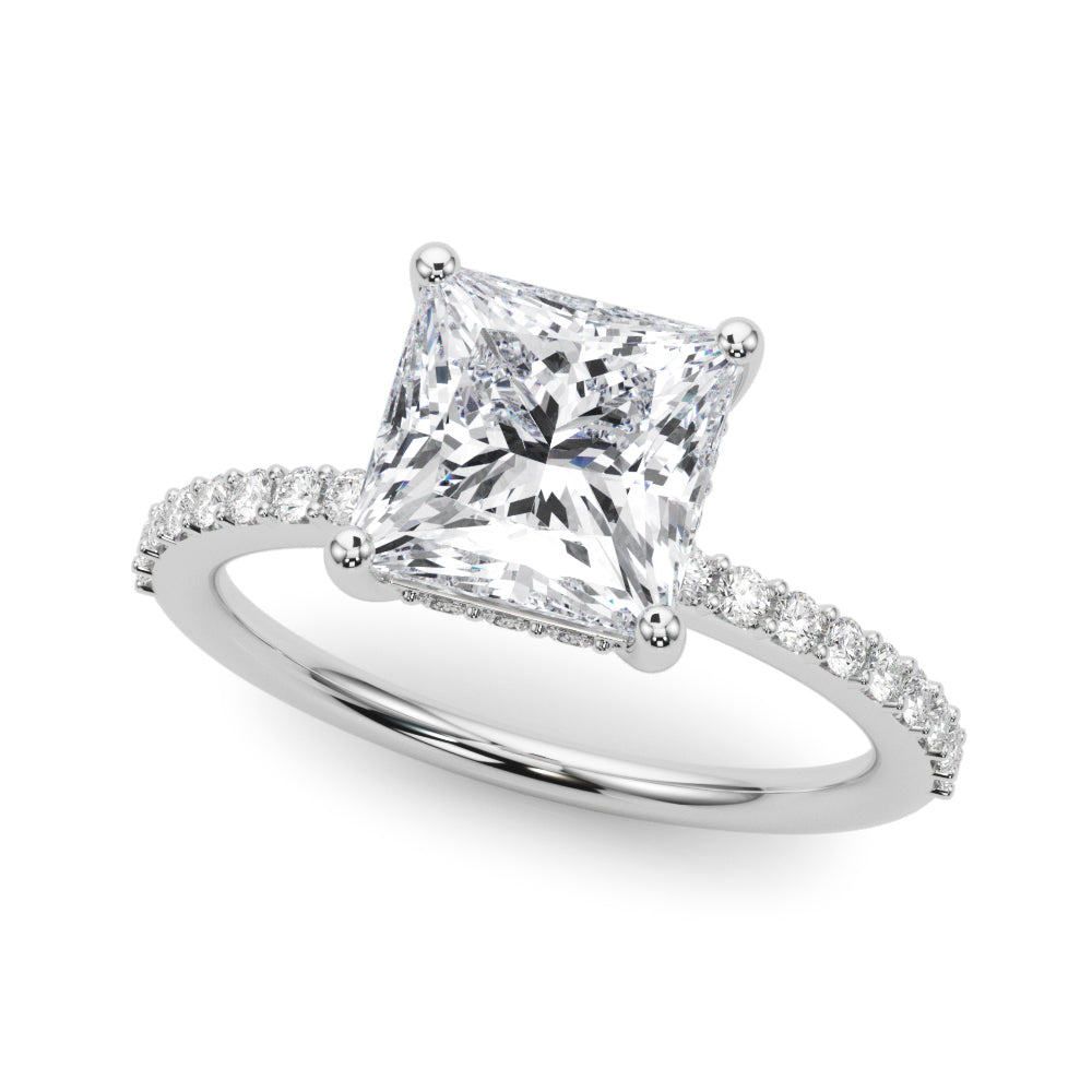 Signature Sidestone Princess Diamond Engagement Ring — 9K/18K Gold & Platinum
