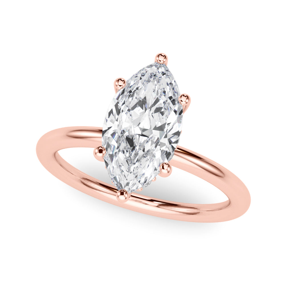 Artisan Sidestone Marquise Diamond Engagement Ring — 9K/18K Gold & Platinum