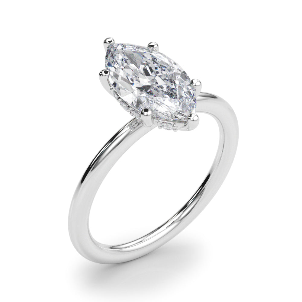 Artisan Sidestone Marquise Diamond Engagement Ring — 9K/18K Gold & Platinum