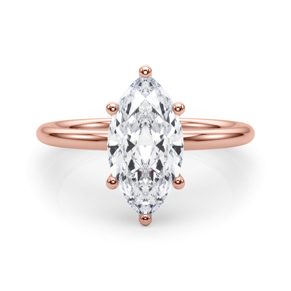 Artisan Sidestone Marquise Diamond Engagement Ring — 9K/18K Gold & Platinum