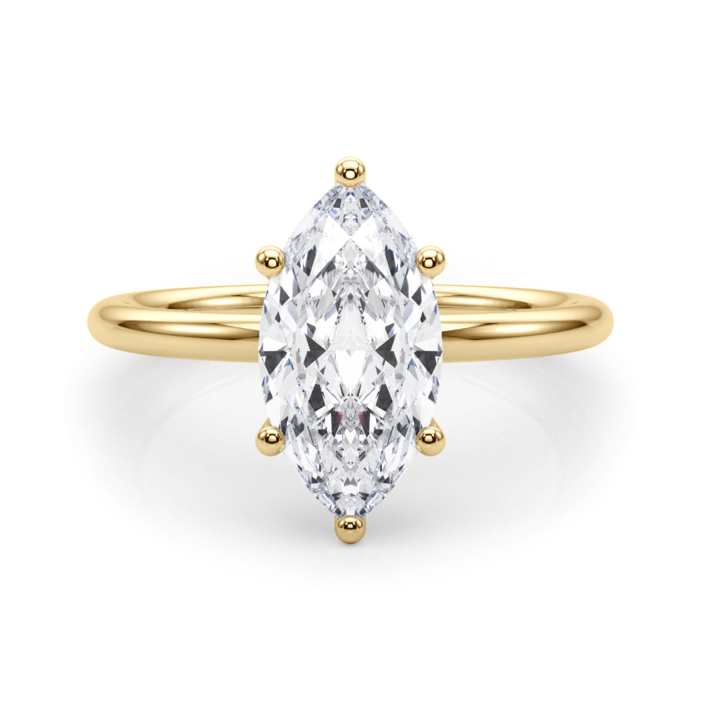 Artisan Sidestone Marquise Diamond Engagement Ring — 9K/18K Gold & Platinum