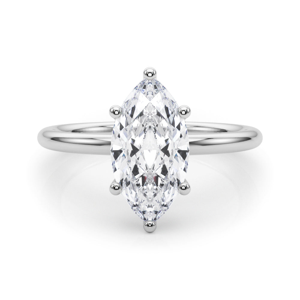 Artisan Sidestone Marquise Diamond Engagement Ring — 9K/18K Gold & Platinum
