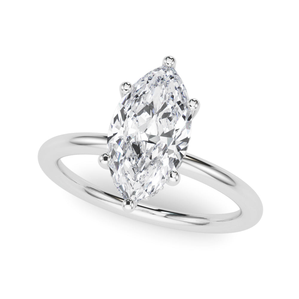 Artisan Sidestone Marquise Diamond Engagement Ring — 9K/18K Gold & Platinum