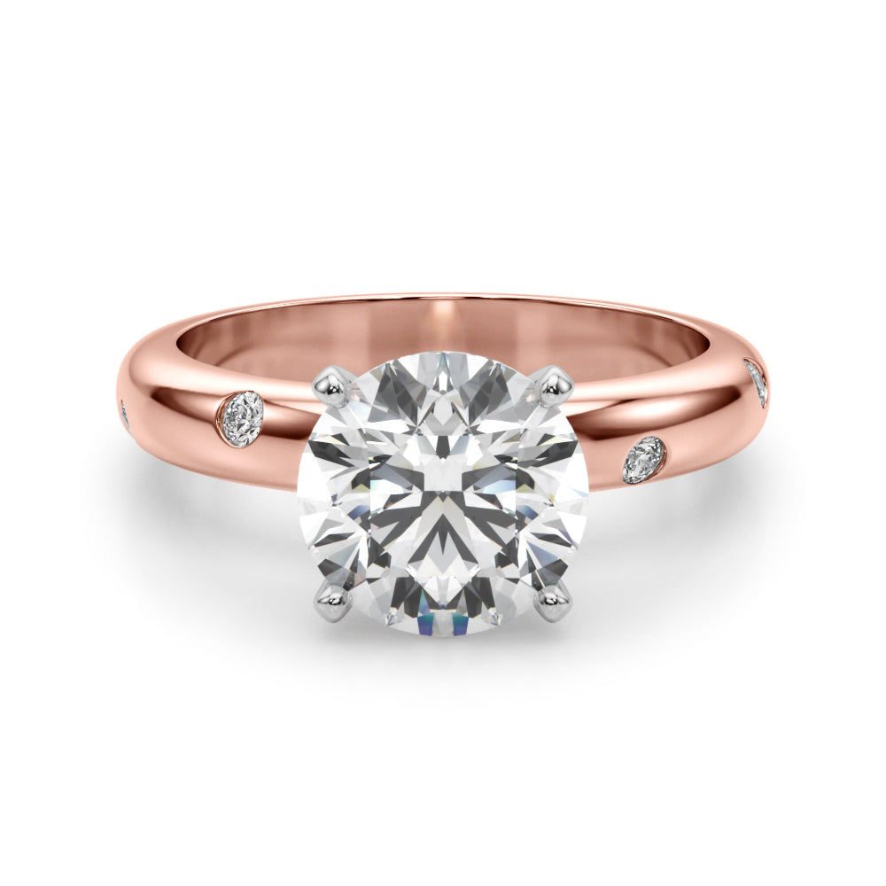Lustrous Bands Straight Round Diamond Engagement Ring — 9K/18K Gold & Platinum