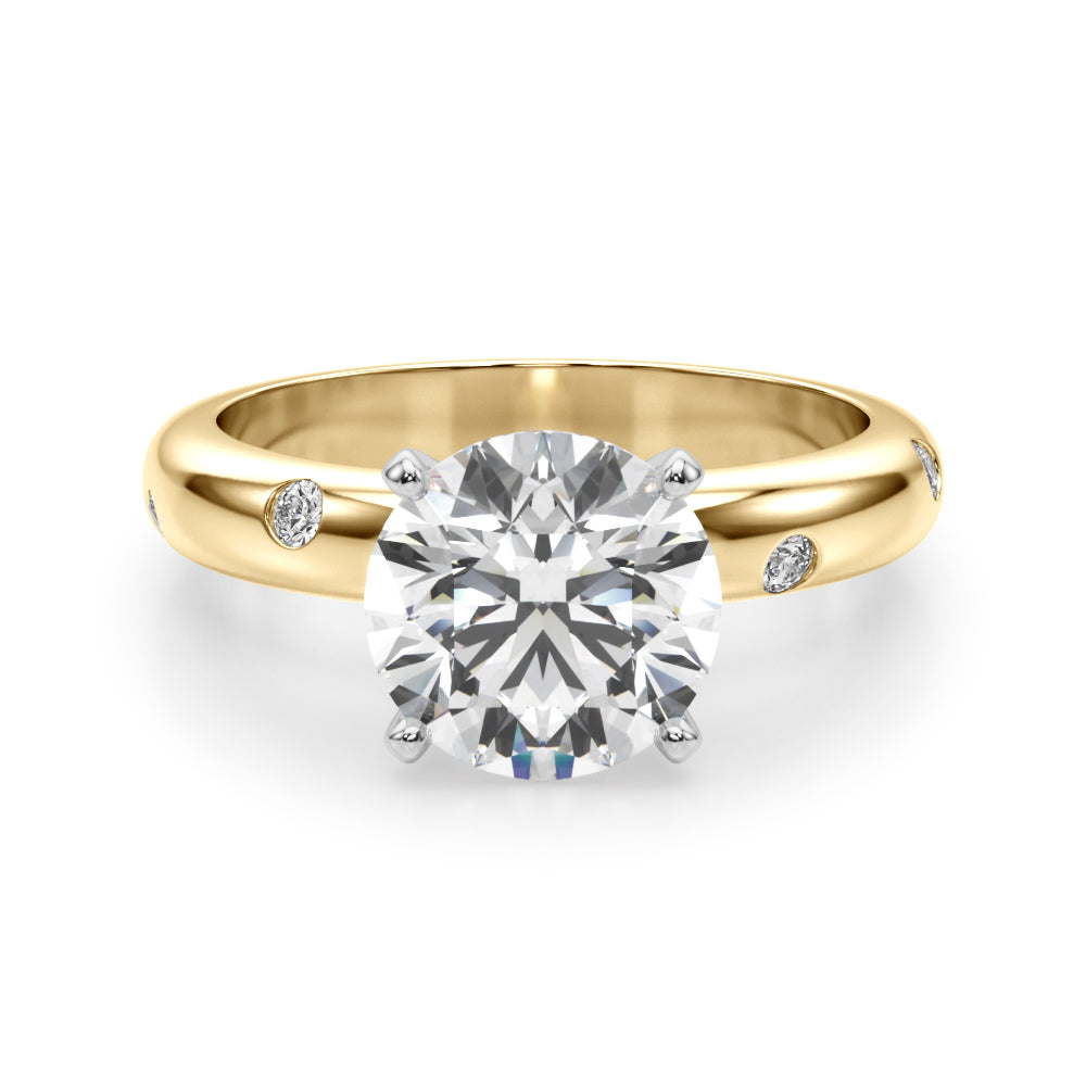 Lustrous Bands Straight Round Diamond Engagement Ring — 9K/18K Gold & Platinum