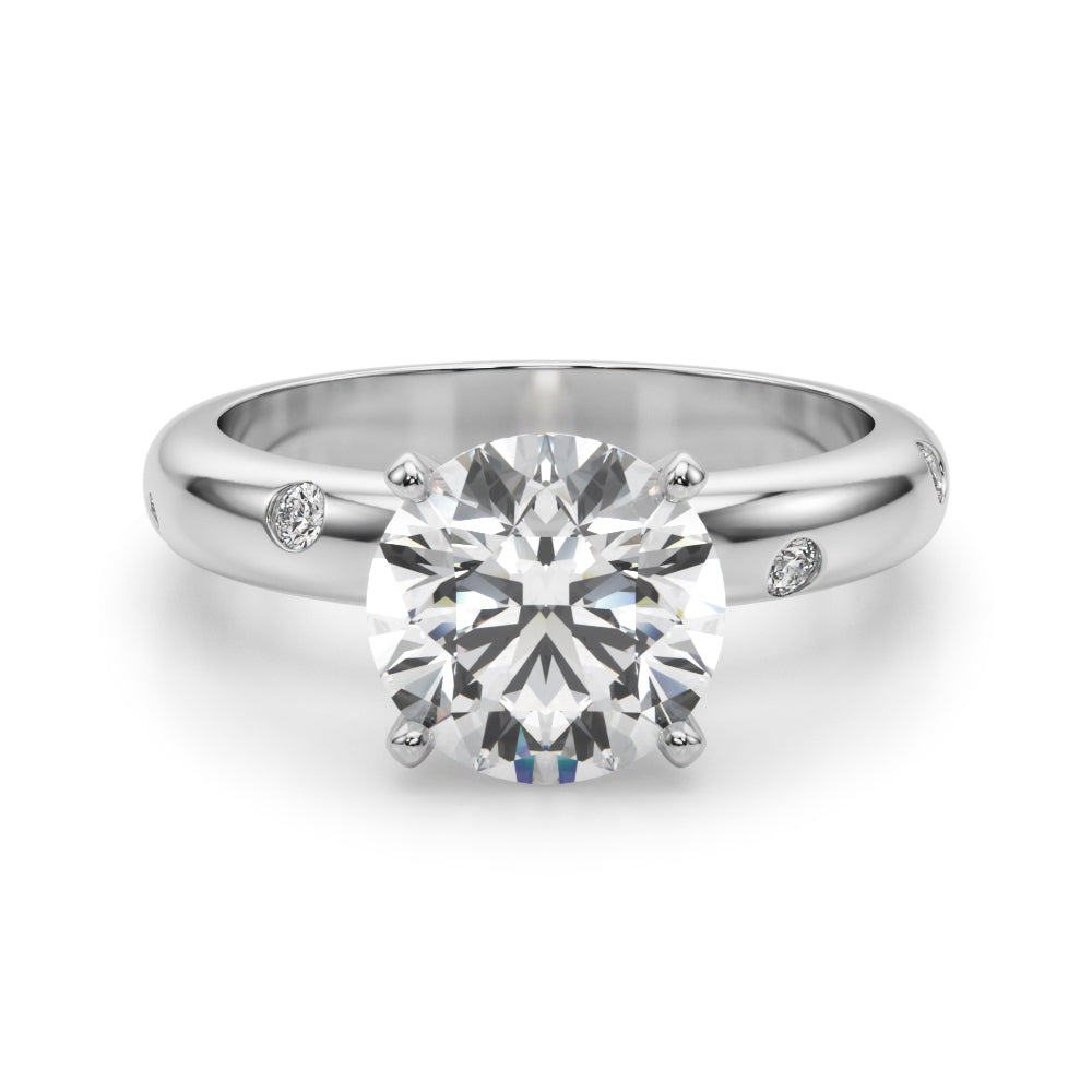 Lustrous Bands Straight Round Diamond Engagement Ring — 9K/18K Gold & Platinum