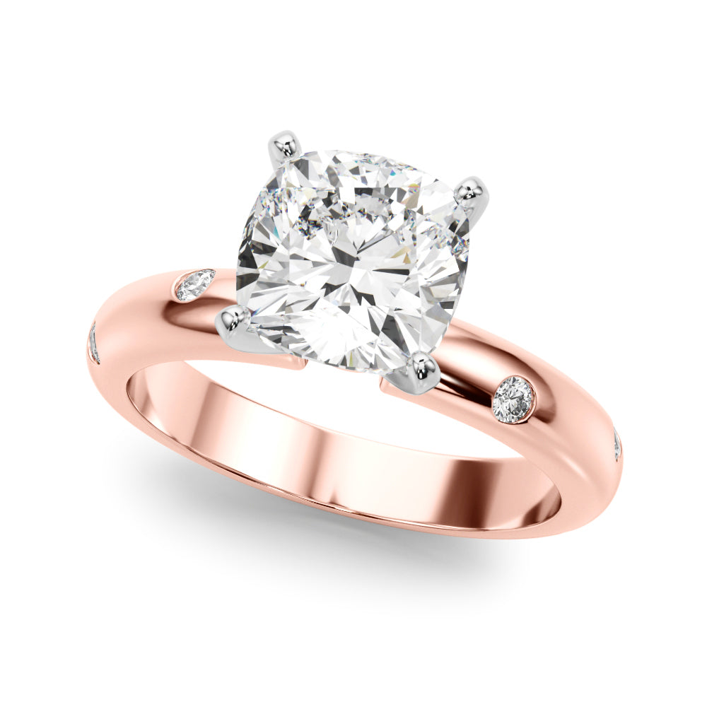 Lustrous Bands Straight Round Diamond Engagement Ring — 9K/18K Gold & Platinum