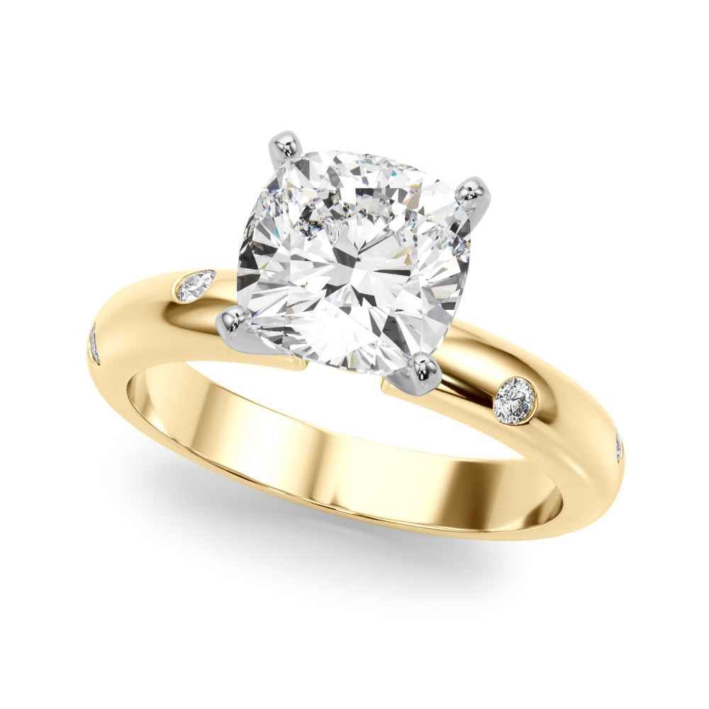 Lustrous Bands Straight Round Diamond Engagement Ring — 9K/18K Gold & Platinum