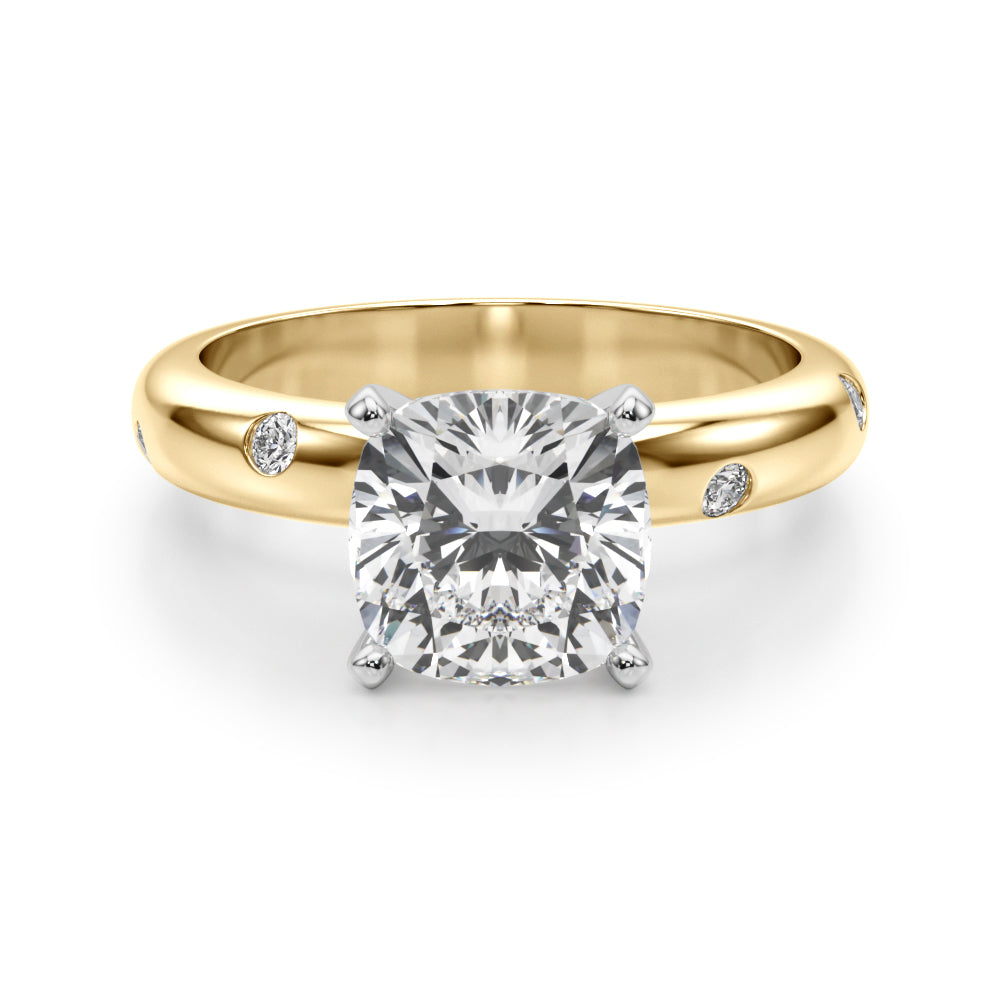 Lustrous Bands Straight Round Diamond Engagement Ring — 9K/18K Gold & Platinum
