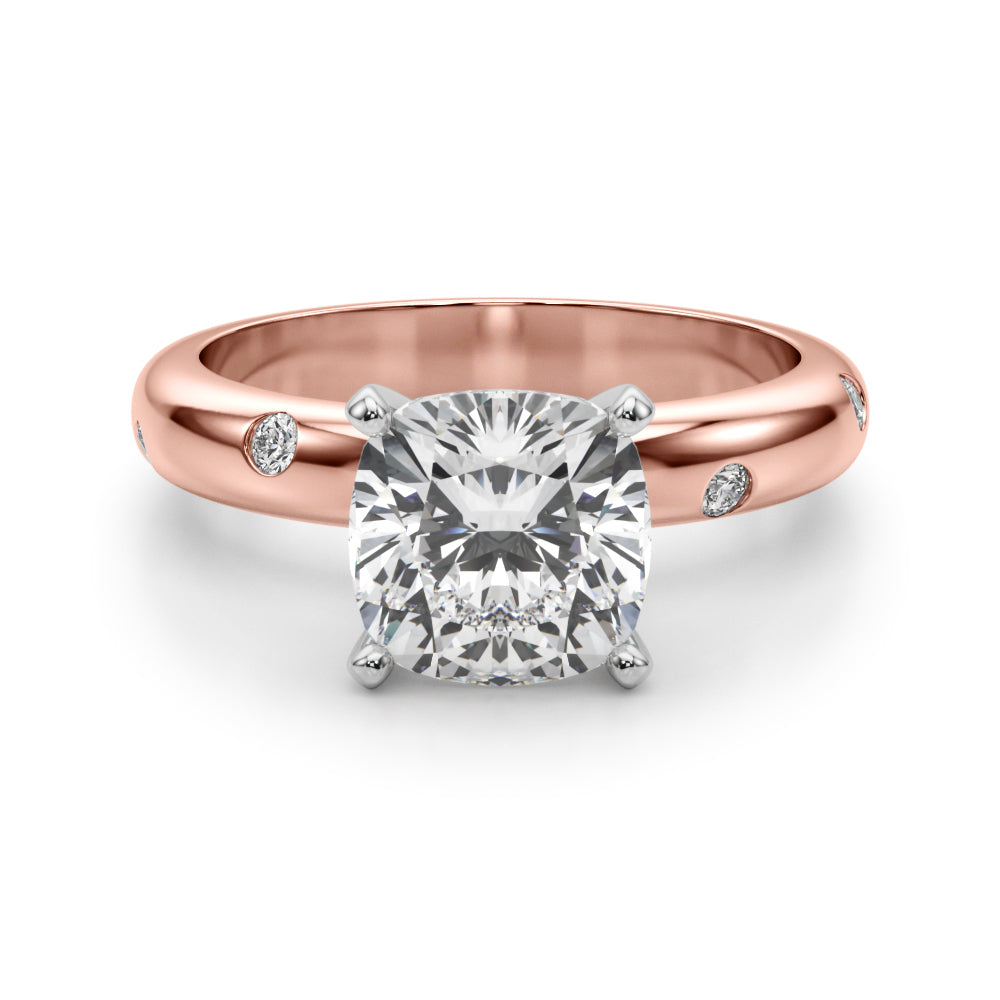 Lustrous Bands Straight Round Diamond Engagement Ring — 9K/18K Gold & Platinum