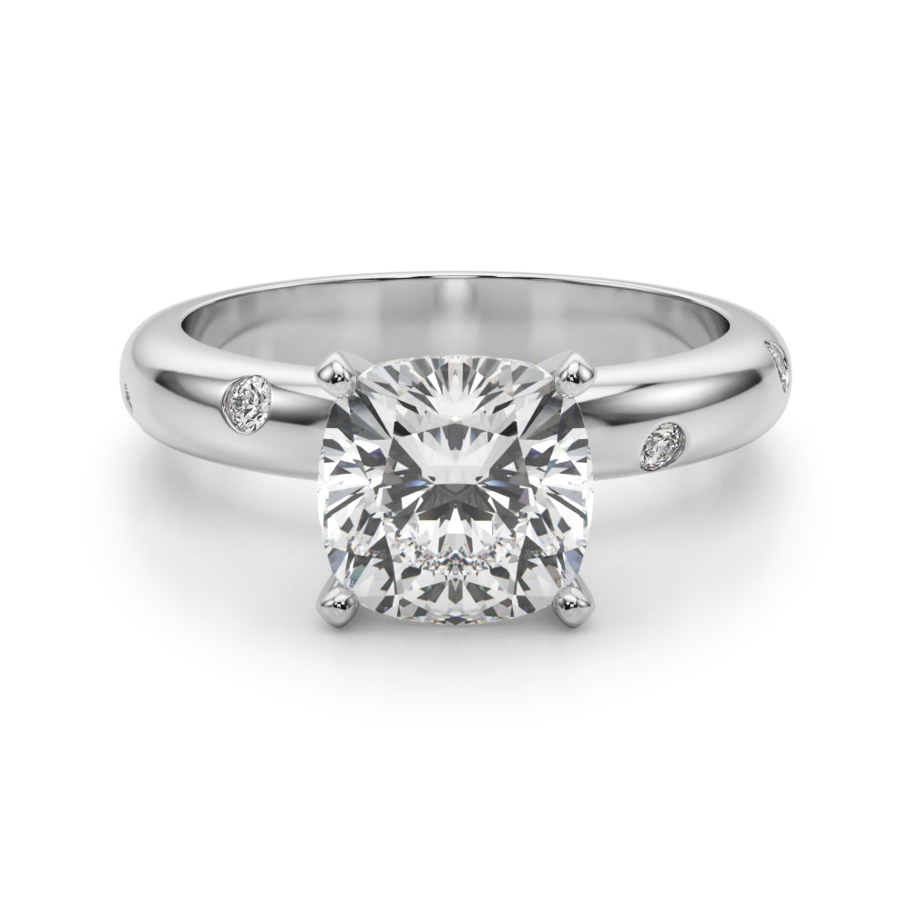 Lustrous Bands Straight Round Diamond Engagement Ring — 9K/18K Gold & Platinum