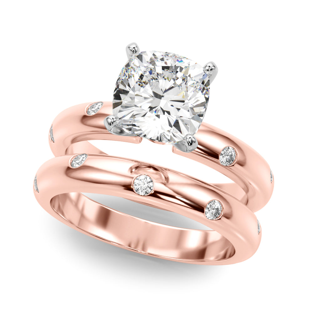 Lustrous Bands Straight Round Diamond Engagement Ring — 9K/18K Gold & Platinum