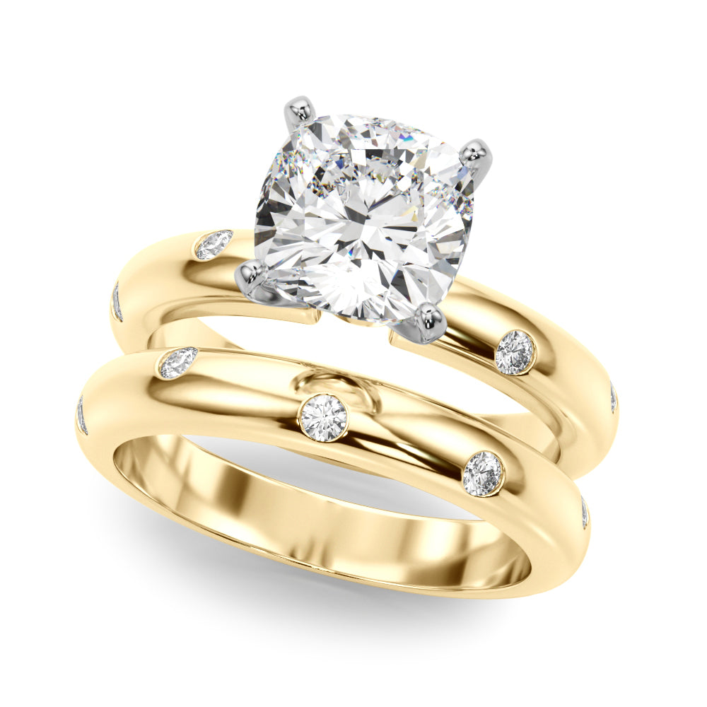 Lustrous Bands Straight Round Diamond Engagement Ring — 9K/18K Gold & Platinum