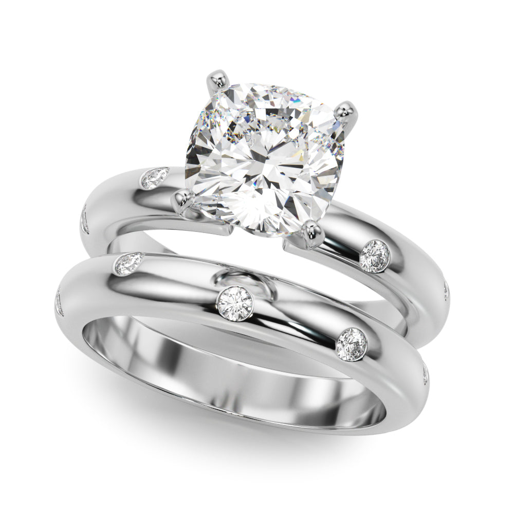 Lustrous Bands Straight Round Diamond Engagement Ring — 9K/18K Gold & Platinum