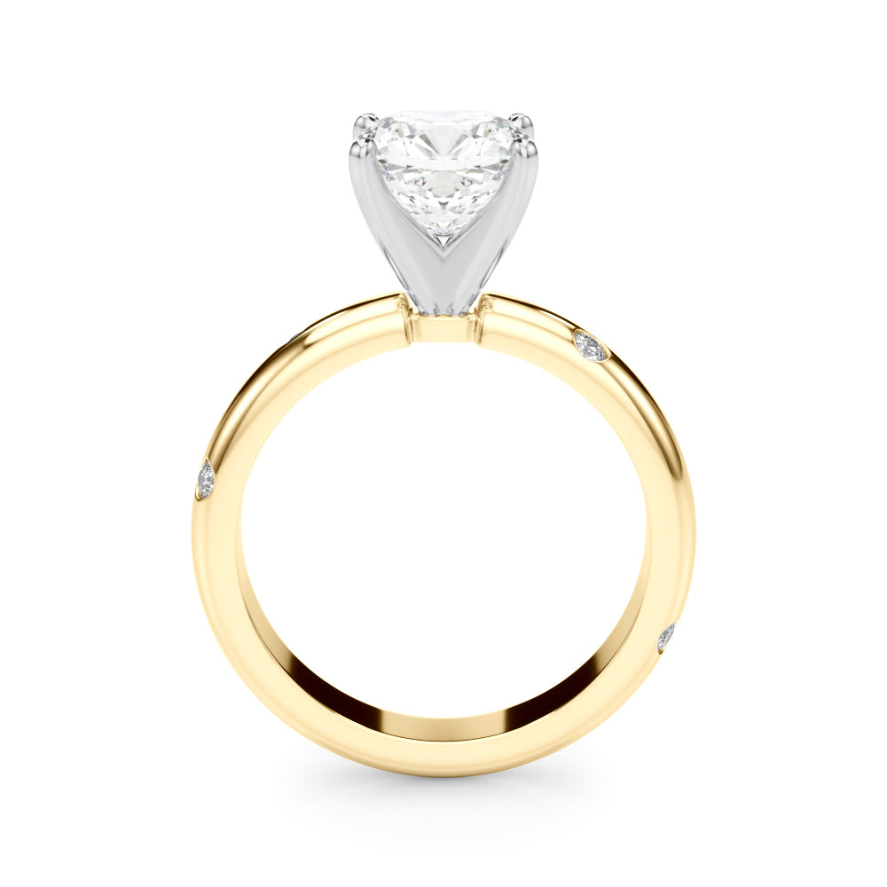 Lustrous Bands Straight Round Diamond Engagement Ring — 9K/18K Gold & Platinum