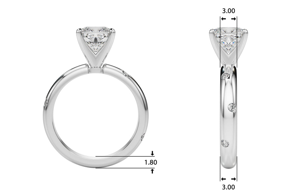 Lustrous Bands Straight Round Diamond Engagement Ring — 9K/18K Gold & Platinum