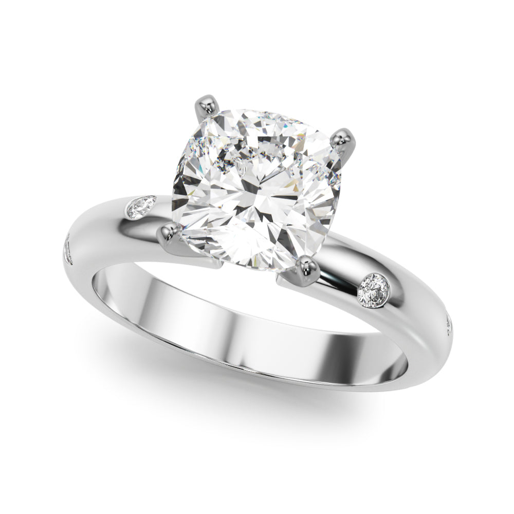 Lustrous Bands Straight Round Diamond Engagement Ring — 9K/18K Gold & Platinum