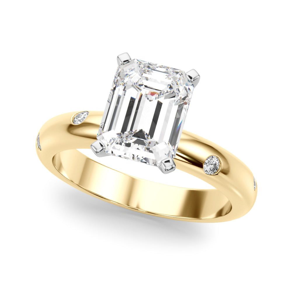 Lustrous Bands Straight Round Diamond Engagement Ring — 9K/18K Gold & Platinum