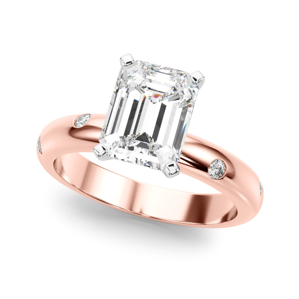 Lustrous Bands Straight Round Diamond Engagement Ring — 9K/18K Gold & Platinum