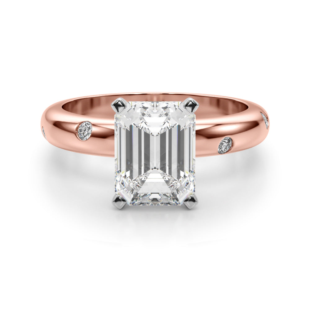 Lustrous Bands Straight Round Diamond Engagement Ring — 9K/18K Gold & Platinum
