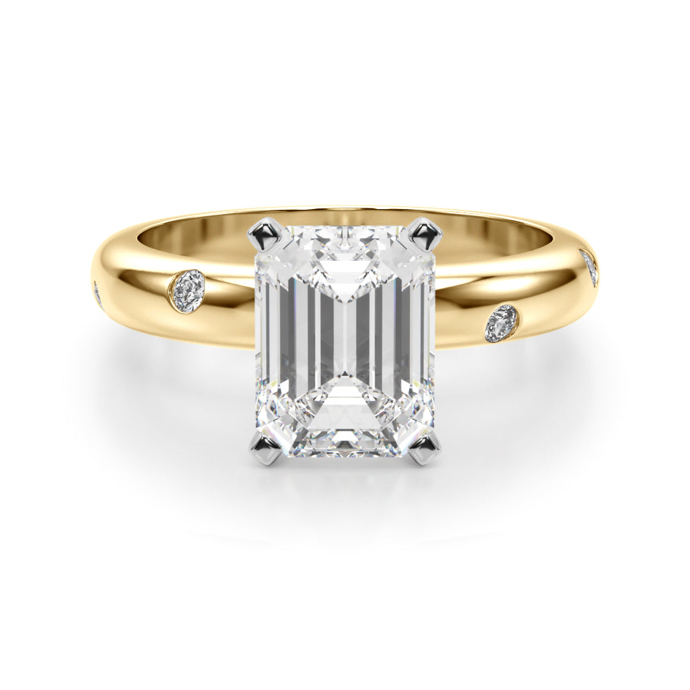 Lustrous Bands Straight Round Diamond Engagement Ring — 9K/18K Gold & Platinum