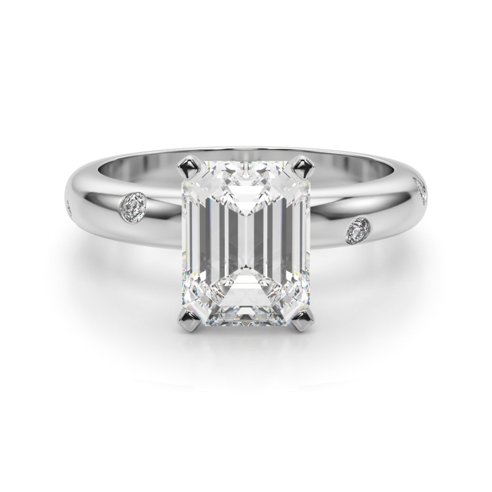 Lustrous Bands Straight Round Diamond Engagement Ring — 9K/18K Gold & Platinum