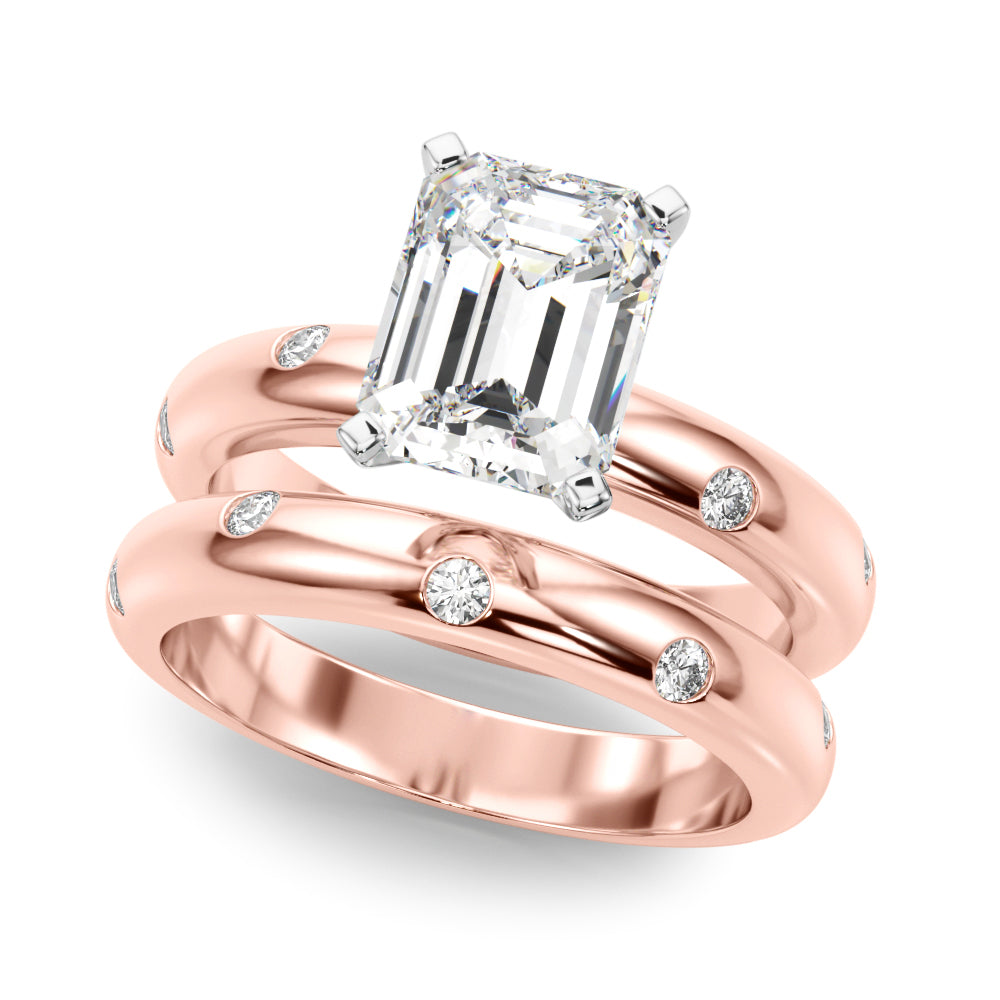 Lustrous Bands Straight Round Diamond Engagement Ring — 9K/18K Gold & Platinum