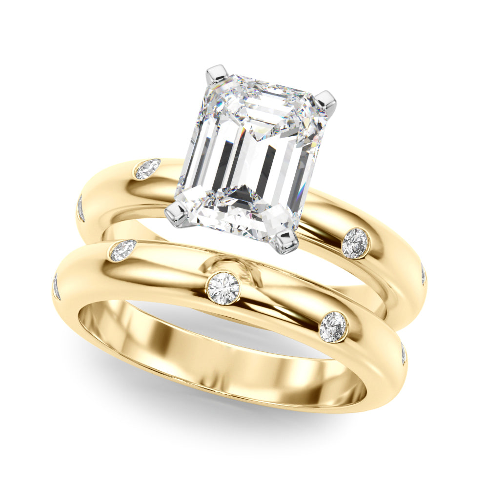 Lustrous Bands Straight Round Diamond Engagement Ring — 9K/18K Gold & Platinum