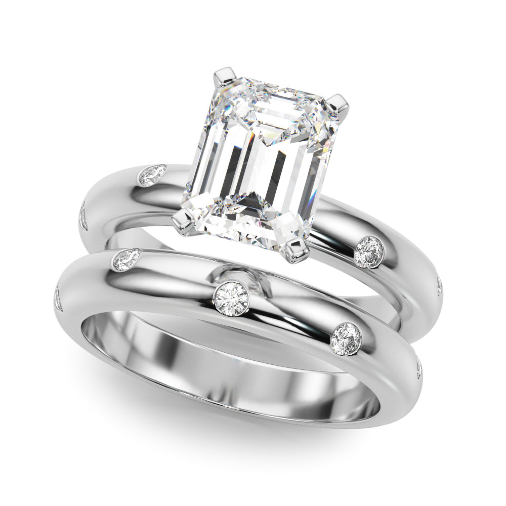 Lustrous Bands Straight Round Diamond Engagement Ring — 9K/18K Gold & Platinum