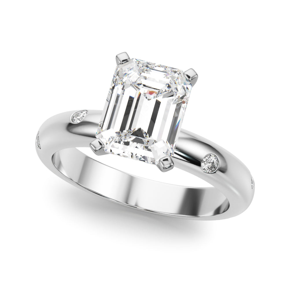 Lustrous Bands Straight Round Diamond Engagement Ring — 9K/18K Gold & Platinum