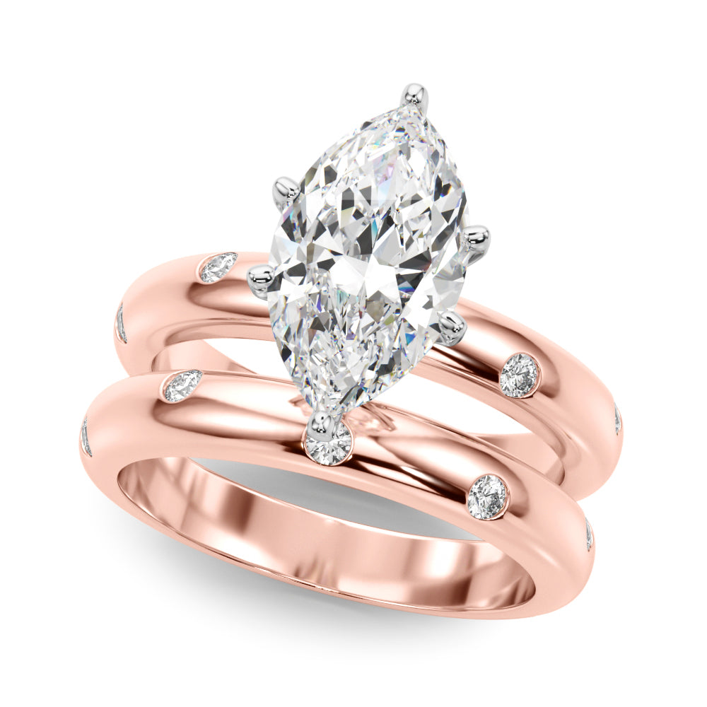 Lustrous Bands Straight Round Diamond Engagement Ring — 9K/18K Gold & Platinum