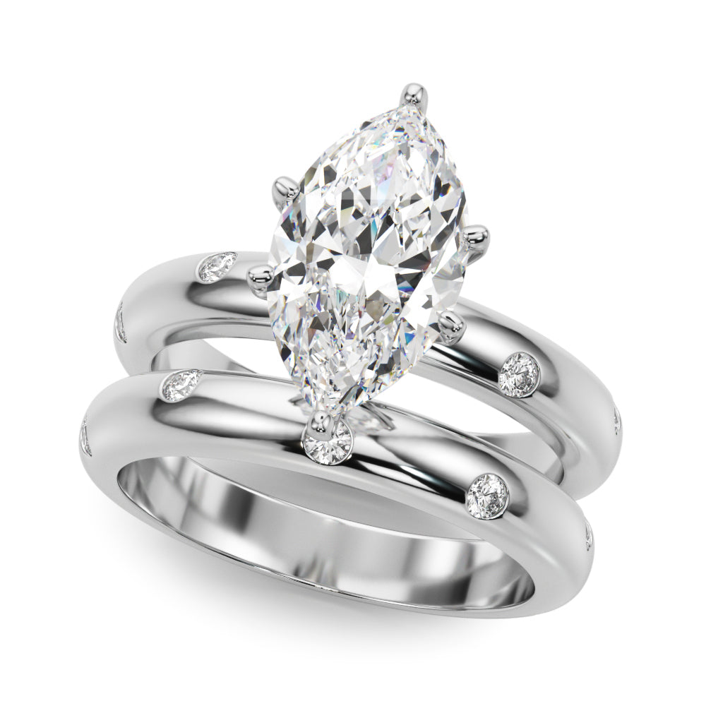 Lustrous Bands Straight Round Diamond Engagement Ring — 9K/18K Gold & Platinum