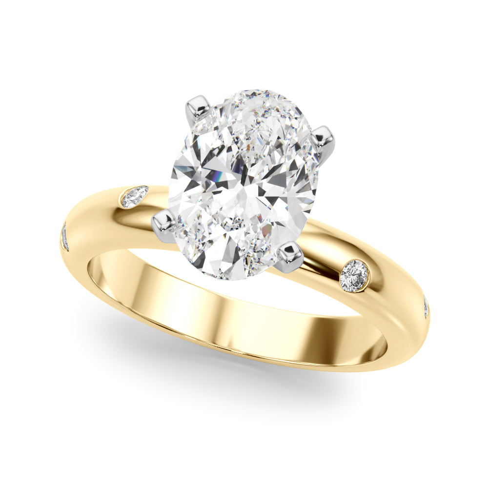 Lustrous Bands Straight Round Diamond Engagement Ring — 9K/18K Gold & Platinum