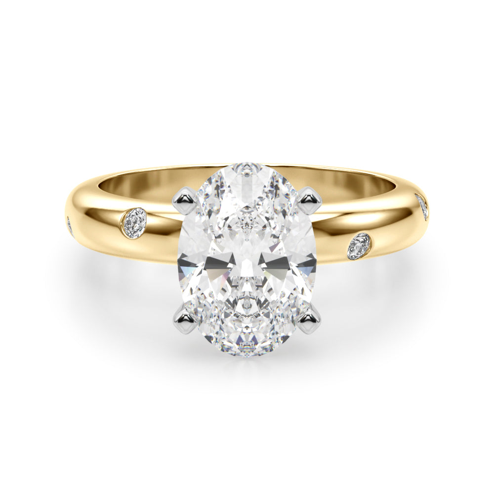 Lustrous Bands Straight Round Diamond Engagement Ring — 9K/18K Gold & Platinum