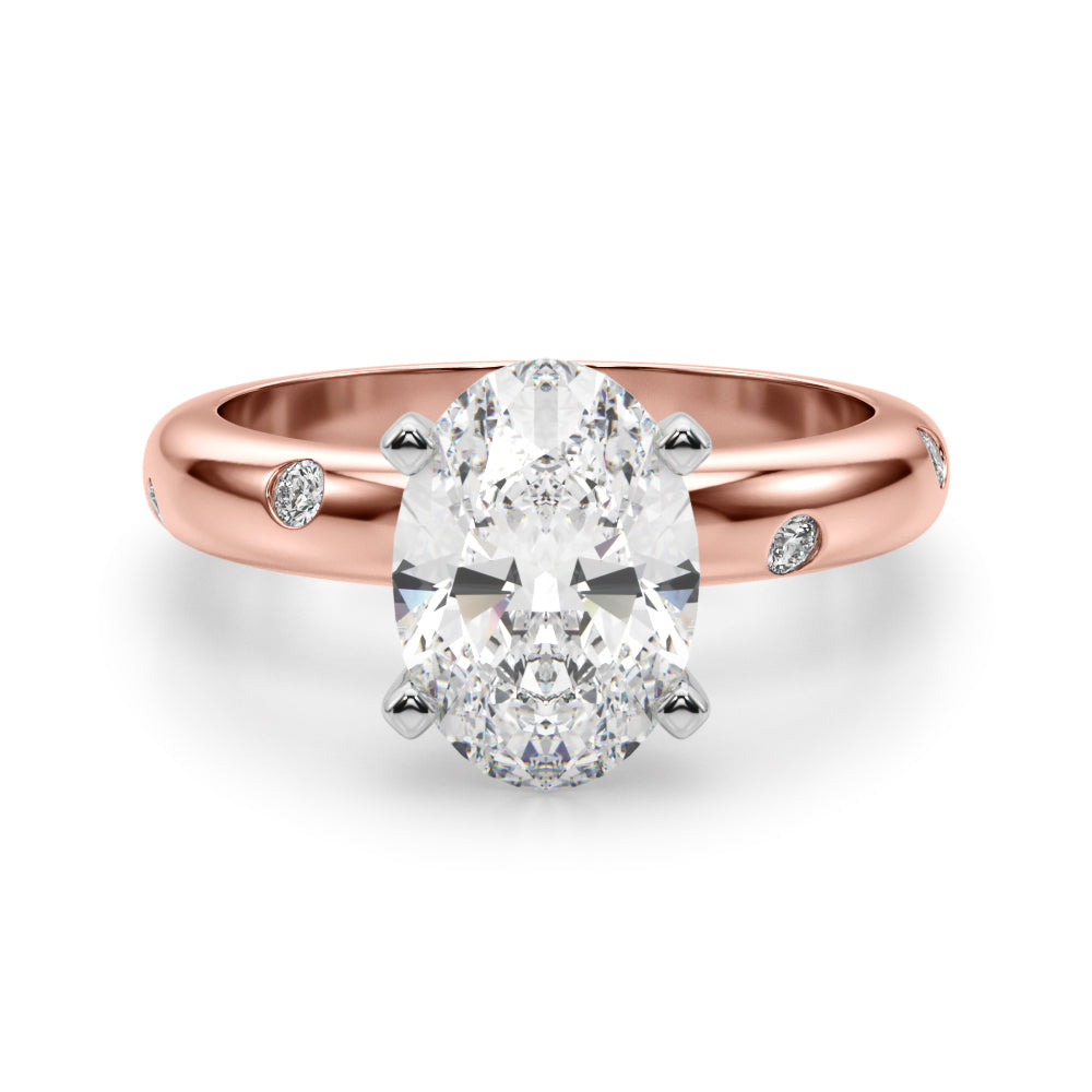 Lustrous Bands Straight Round Diamond Engagement Ring — 9K/18K Gold & Platinum