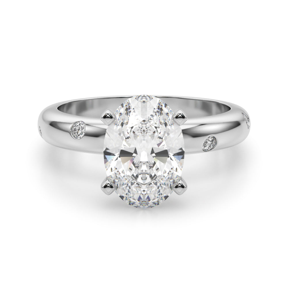 Lustrous Bands Straight Round Diamond Engagement Ring — 9K/18K Gold & Platinum