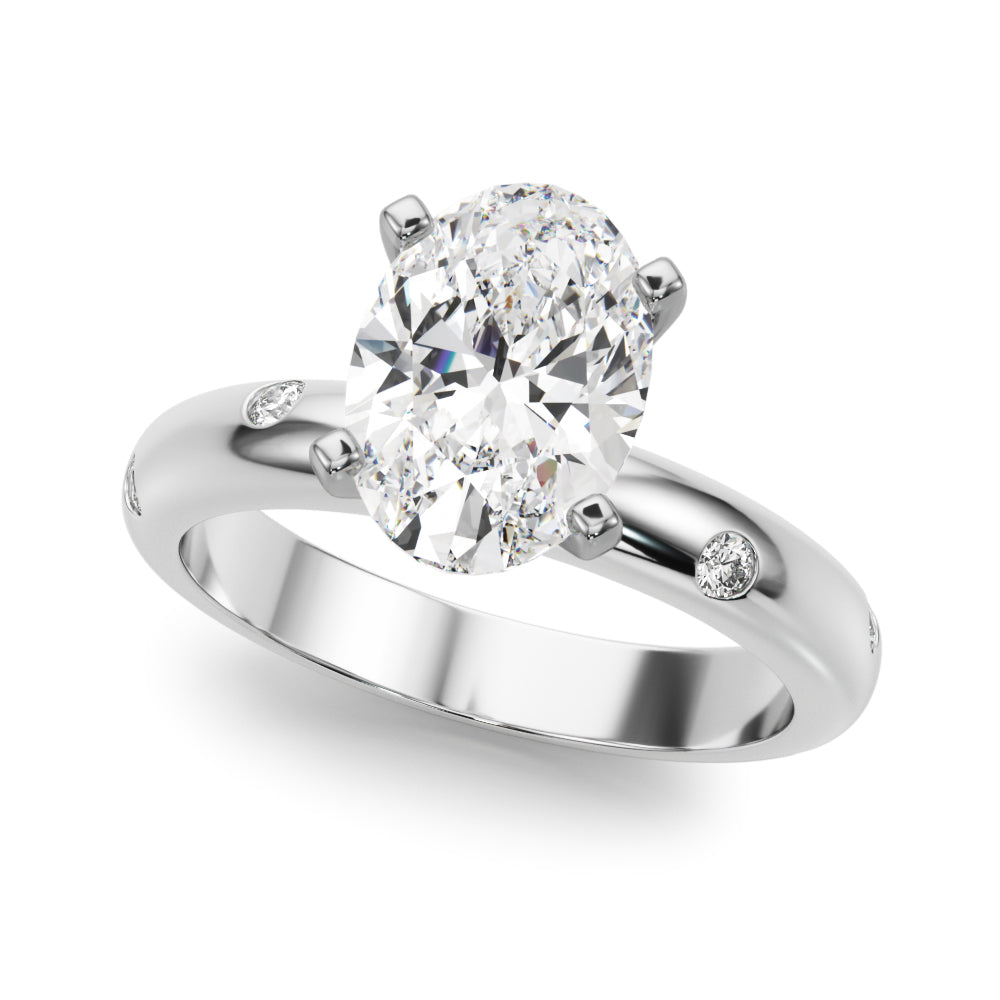 Lustrous Bands Straight Round Diamond Engagement Ring — 9K/18K Gold & Platinum
