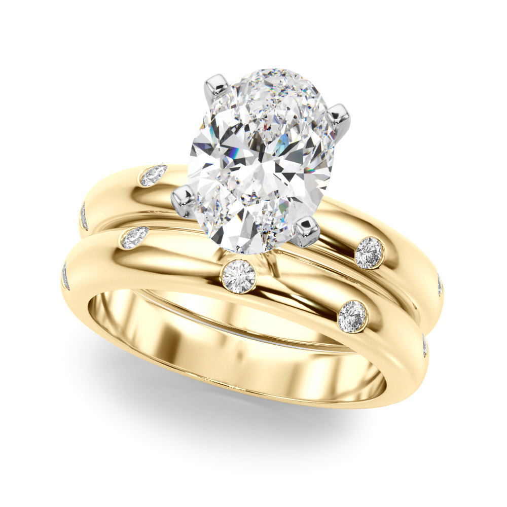 Lustrous Bands Straight Round Diamond Engagement Ring — 9K/18K Gold & Platinum
