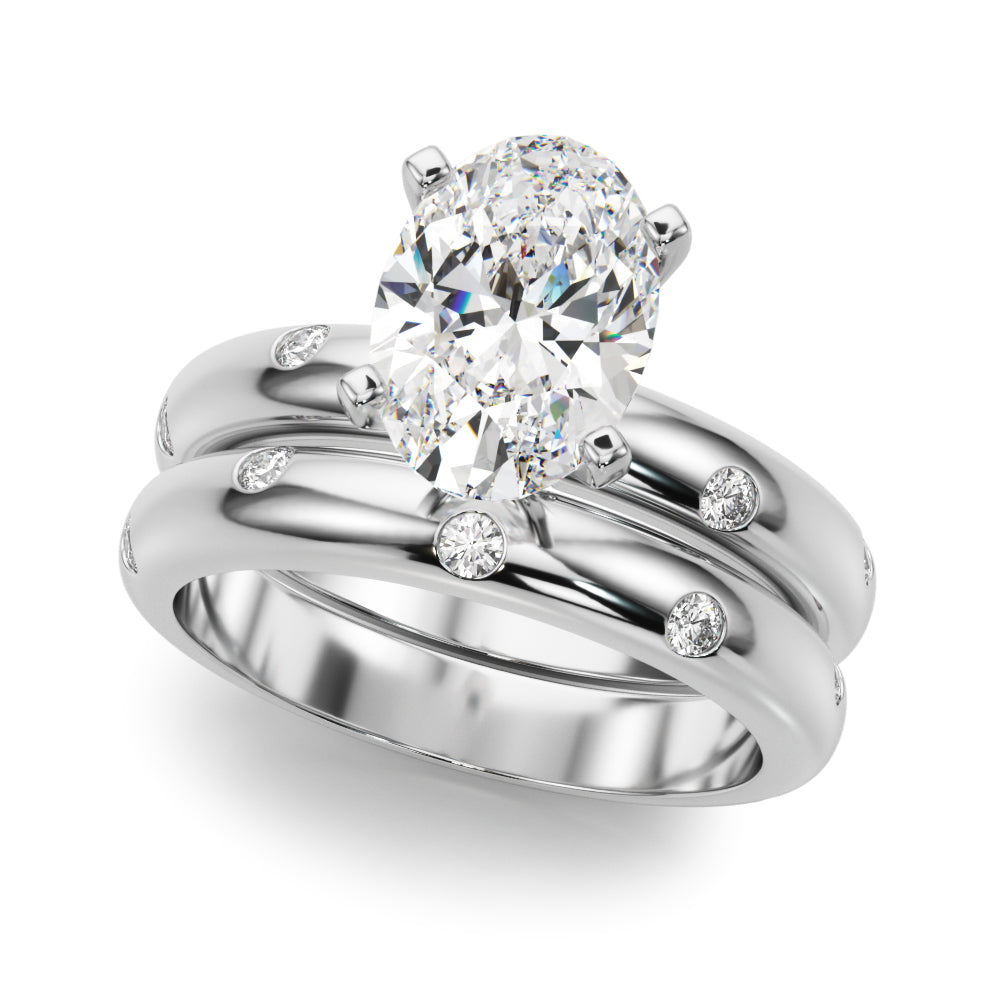 Lustrous Bands Straight Round Diamond Engagement Ring — 9K/18K Gold & Platinum