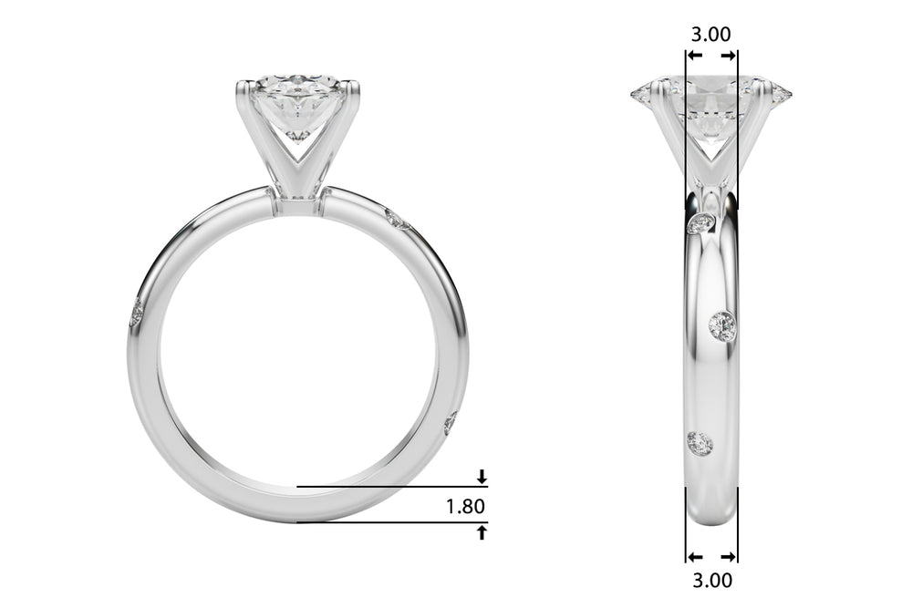 Lustrous Bands Straight Round Diamond Engagement Ring — 9K/18K Gold & Platinum